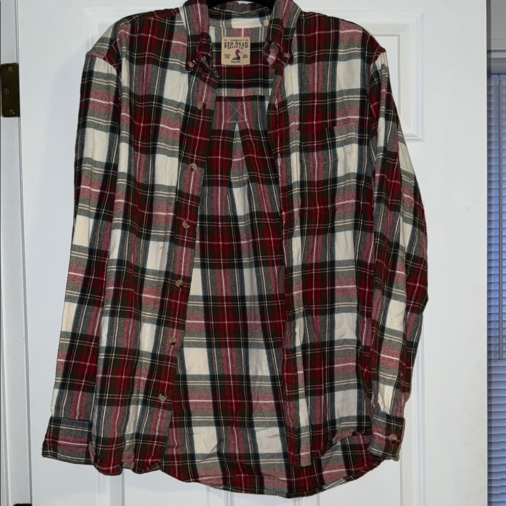 Men's Plaid Shirt - Red, Black, White